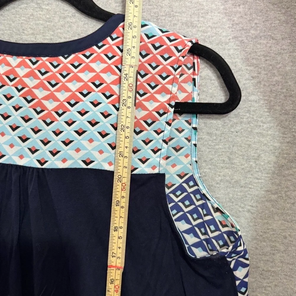 DR2 Boho Geometric Tank Top Sleeveless Navy‎ Coral Teal Size M Festival Summer - Picture 8 of 9